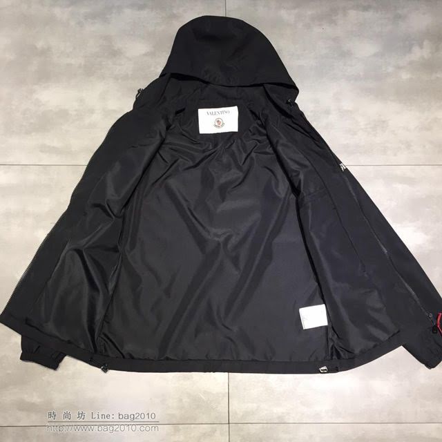 Valentino外套 moncler X Valentino新款 華倫天奴連帽外套 黑色拉鏈外套  tzy1685